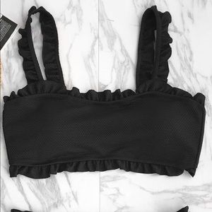 NWT black ruffle bikini